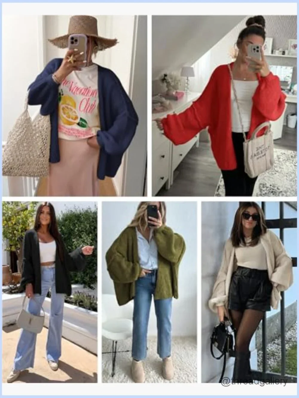Oversized Lantern Sleeve Knit Cardigan Sweater
